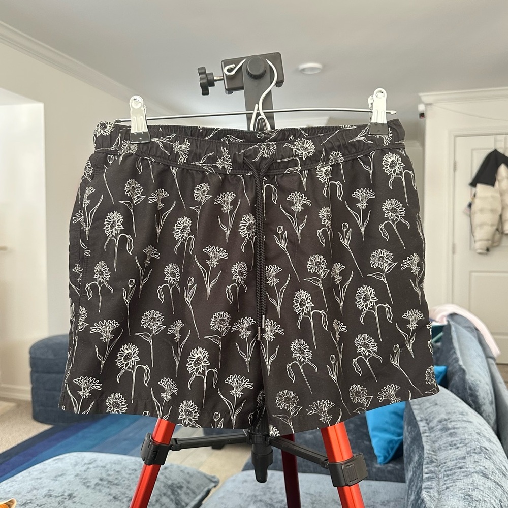 ASOS Design Black with White Flower Print Shorts
